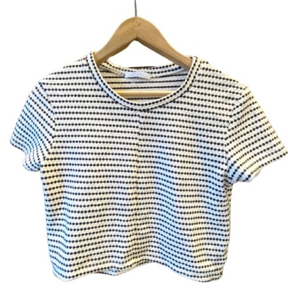 Zara Tops - Zara | Textured Cropped Black and White Tee